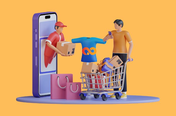 خرید آنلاین یک فرد از موبایل